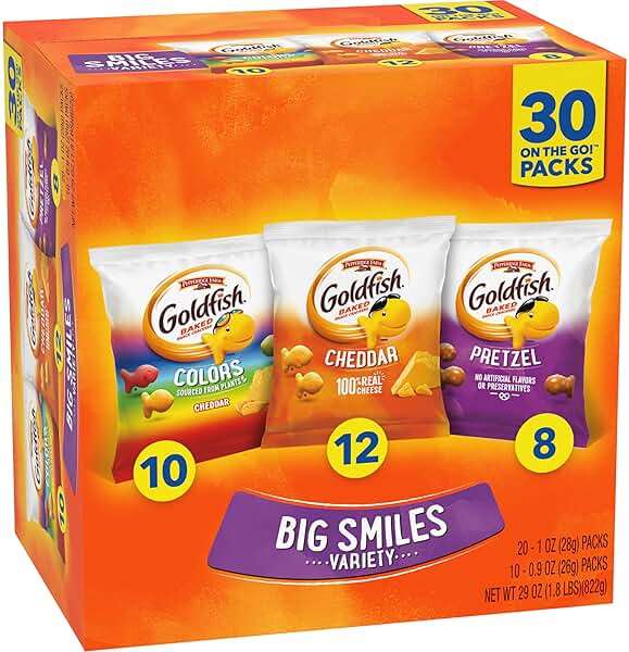 Goldfish Crackers Big Smiles Variety Pack with Cheddar, Colors, and Pretzels, Snack Packs, 30 Ct - Image 8