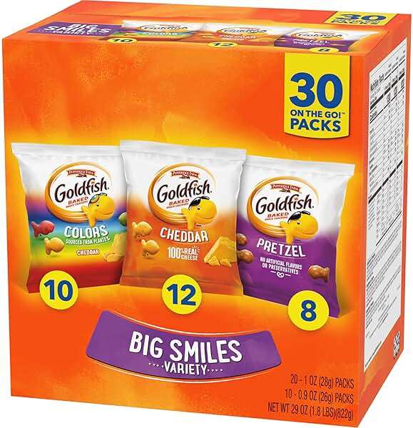 Goldfish Crackers Big Smiles Variety Pack with Cheddar, Colors, and Pretzels, Snack Packs, 30 Ct - Image 9