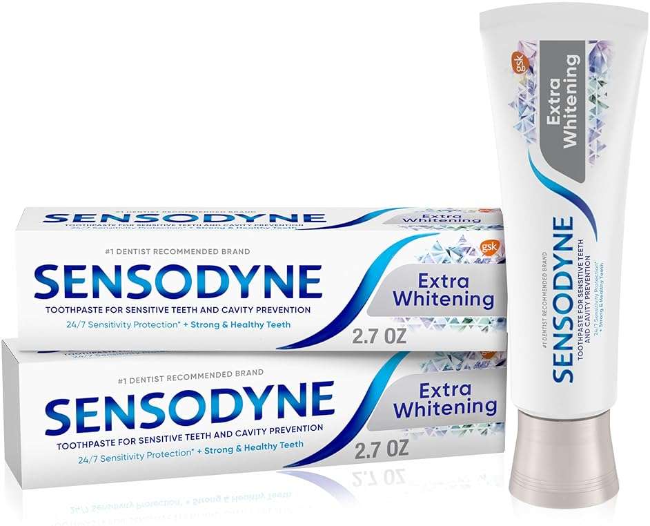 Sensodyne Extra Whitening Toothpaste for Sensitive Teeth, Cavity Prevention and Sensitive Teeth Whitening - 2.7 Ounces (Pack of 2) - Image 1