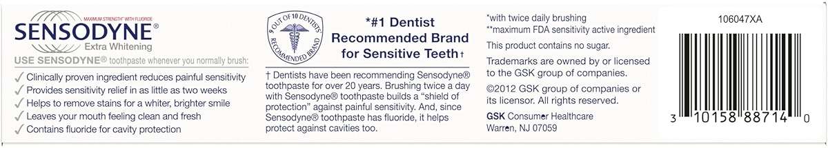 Sensodyne Extra Whitening Toothpaste for Sensitive Teeth, Cavity Prevention and Sensitive Teeth Whitening - 2.7 Ounces (Pack of 2) - Image 7