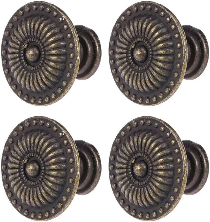 WINOMO 4pcs Mini Vintage Knob Drawer Pull Cabinet Cupboard Handle Knob with Screws (Bronze) - Image 1