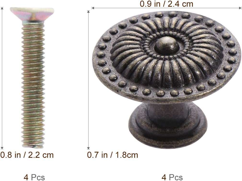 WINOMO 4pcs Mini Vintage Knob Drawer Pull Cabinet Cupboard Handle Knob with Screws (Bronze) - Image 3