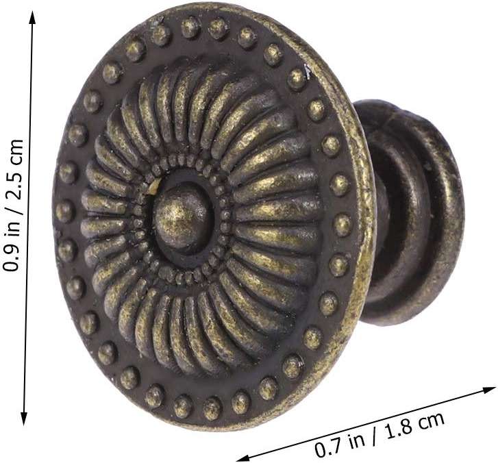 WINOMO 4pcs Mini Vintage Knob Drawer Pull Cabinet Cupboard Handle Knob with Screws (Bronze) - Image 7