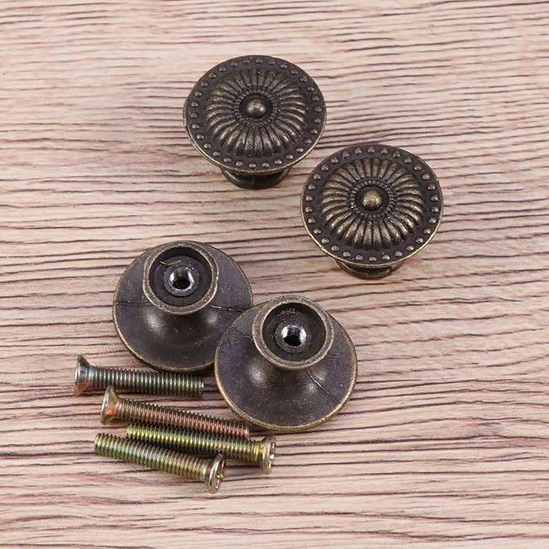WINOMO 4pcs Mini Vintage Knob Drawer Pull Cabinet Cupboard Handle Knob with Screws (Bronze) - Image 9