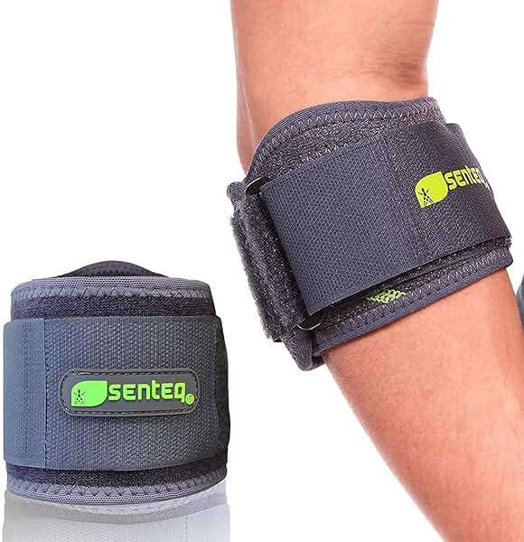 SENTEQ Tennis Elbow Brace Support Strap for Tendonitis and Forearm Pain Relief Band Compression Arm Sleeves Strap - Image 1