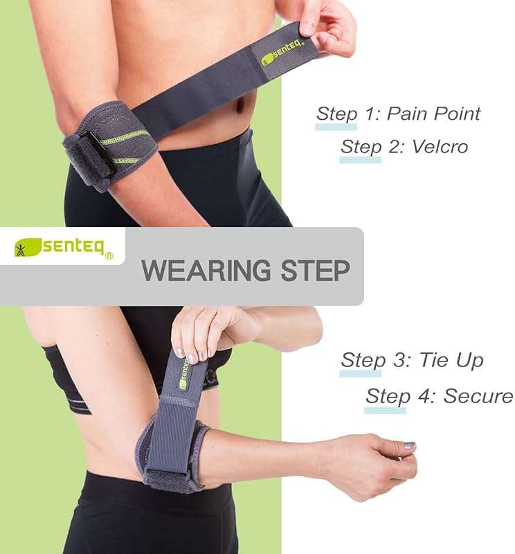 SENTEQ Tennis Elbow Brace Support Strap for Tendonitis and Forearm Pain Relief Band Compression Arm Sleeves Strap - Image 2