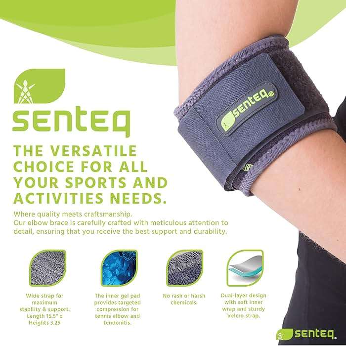 SENTEQ Tennis Elbow Brace Support Strap for Tendonitis and Forearm Pain Relief Band Compression Arm Sleeves Strap - Image 3