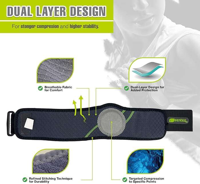 SENTEQ Tennis Elbow Brace Support Strap for Tendonitis and Forearm Pain Relief Band Compression Arm Sleeves Strap - Image 7
