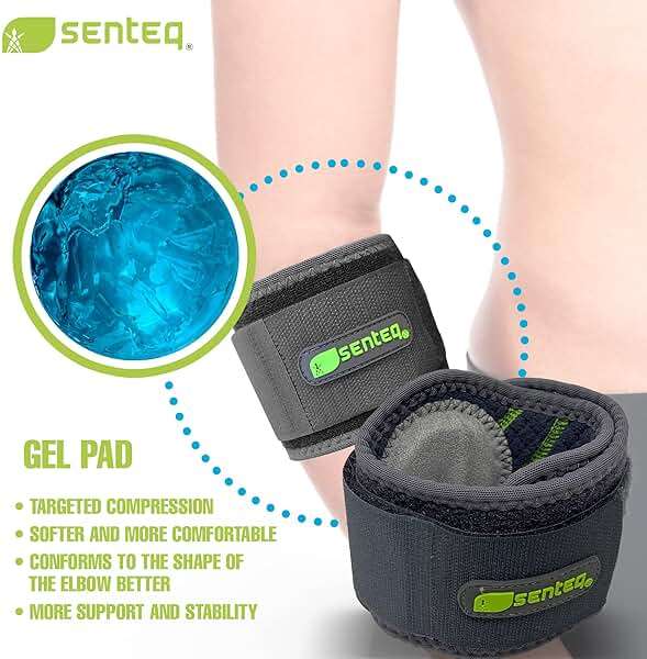 SENTEQ Tennis Elbow Brace Support Strap for Tendonitis and Forearm Pain Relief Band Compression Arm Sleeves Strap - Image 8