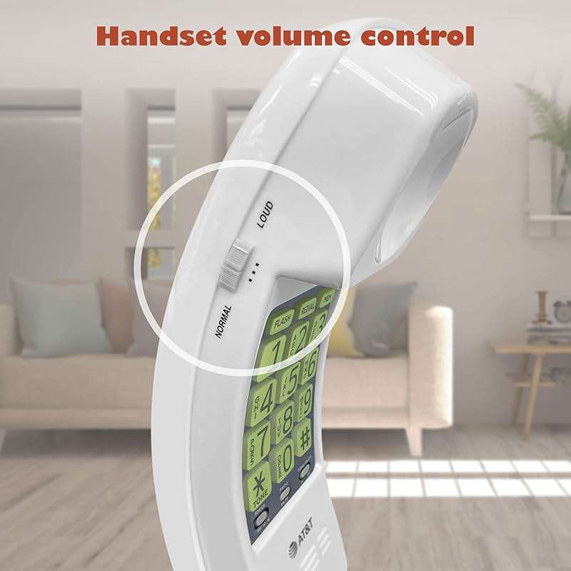 AT&T TRIMLINE 213 Corded Home Phone with Extra Big Buttons & Visual Ringer. No AC Power Required, Improved Easy-Wall-Mount, Lighted Keypad, 10 Speed Dial Keys, Volume Control, Senior Friendly. White - Image 6