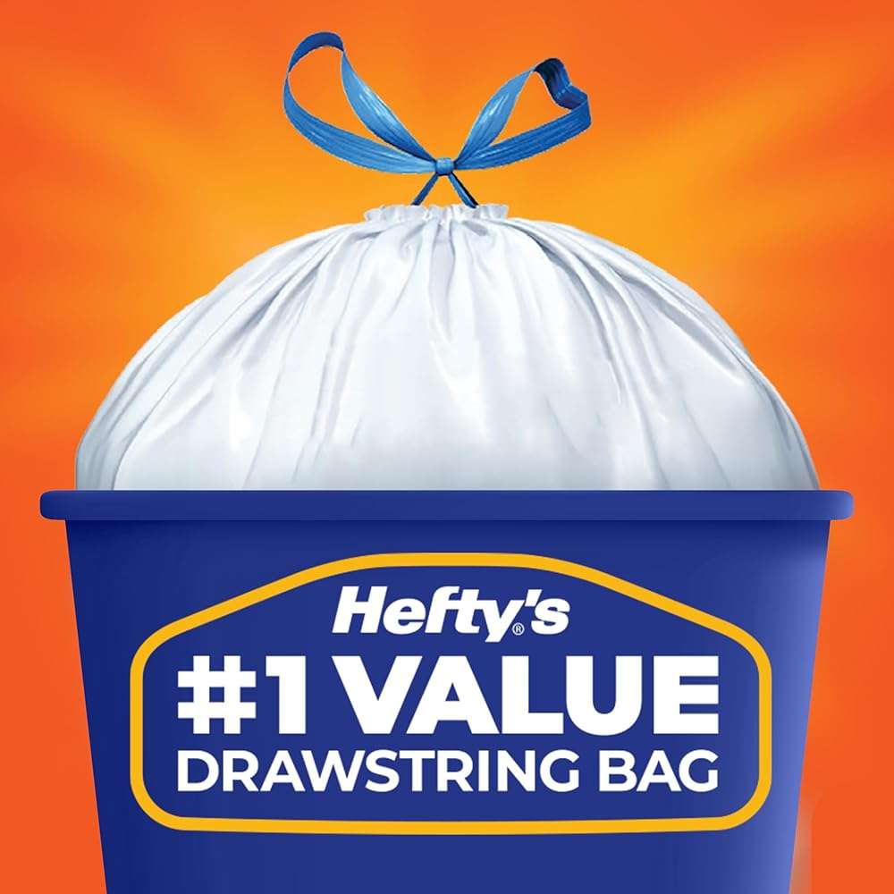 Hefty Strong 13 Gallon Trash Bags, Tall Kitchen, Drawstrings, Durable Closure, Resists Leaks, Punctures, Tears, White, Unscented, 90 Count - Image 7
