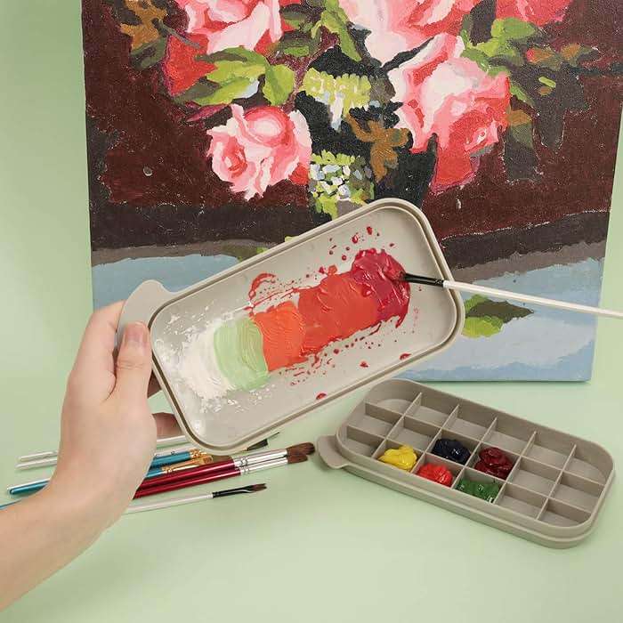 MyLifeUNIT Paint Brush Cleaner, Paint Brush Holder and Organizers with Palette for Acrylic, Watercolor, and Water-Based Paints (Grey) - Image 2