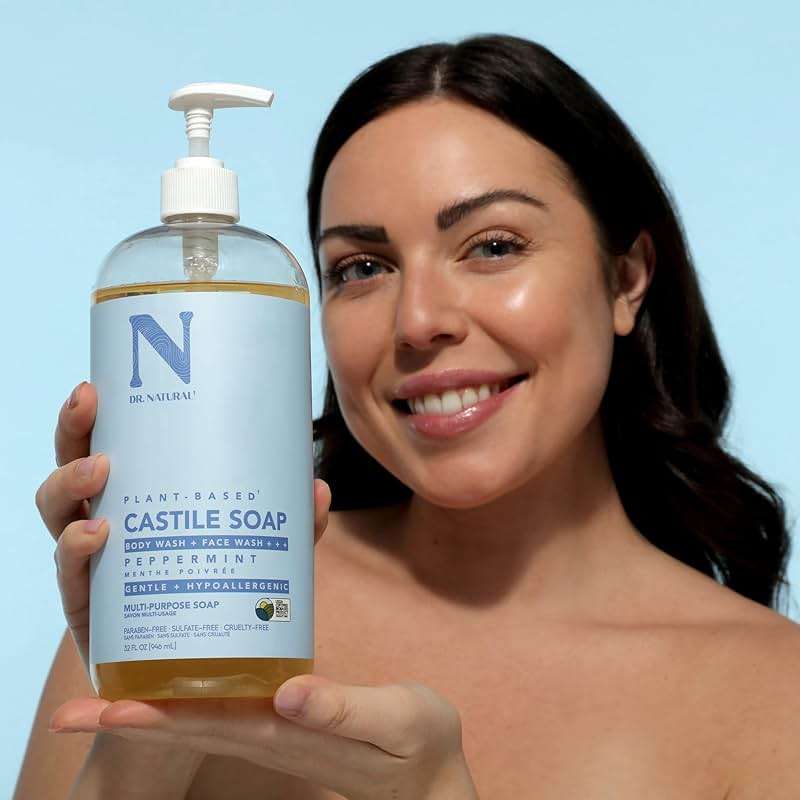 Dr. Natural Castile Liquid Soap, Peppermint, 32 oz - Plant-Based - Made with Organic Shea Butter - Rich in Coconut and Olive Oils - Sulfate and Paraben-Free, Cruelty-Free - Multi-Purpose Soap - Image 5