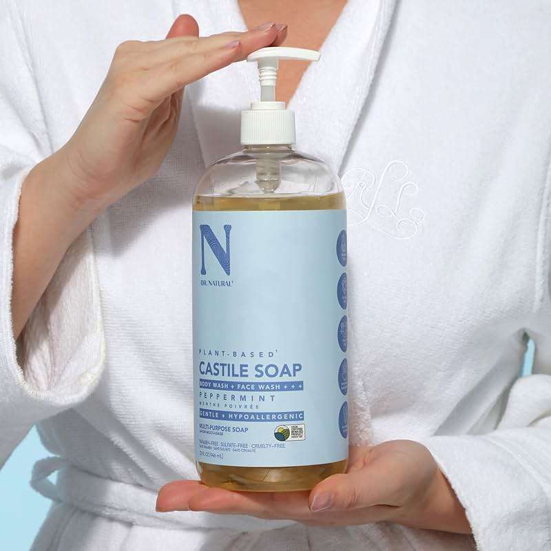 Dr. Natural Castile Liquid Soap, Peppermint, 32 oz - Plant-Based - Made with Organic Shea Butter - Rich in Coconut and Olive Oils - Sulfate and Paraben-Free, Cruelty-Free - Multi-Purpose Soap - Image 7