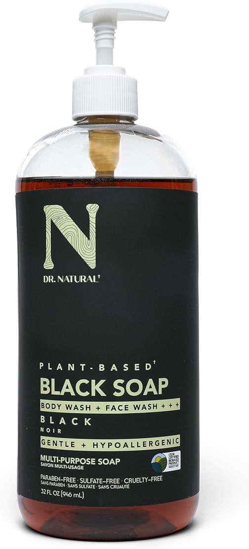 Dr. Natural Multi-Purpose Black Liquid Soap - Natural West African Body Wash - Gentle Hand Soap and Body Soap - Deep Moisturizer, Fights Acne - 32 oz - Image 1
