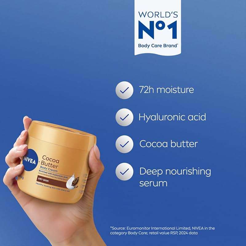 NIVEA Cocoa Butter Body Cream with Deep Nourishing Serum, Cocoa Butter Cream for Dry Skin, 16 Ounce Jar - Image 3