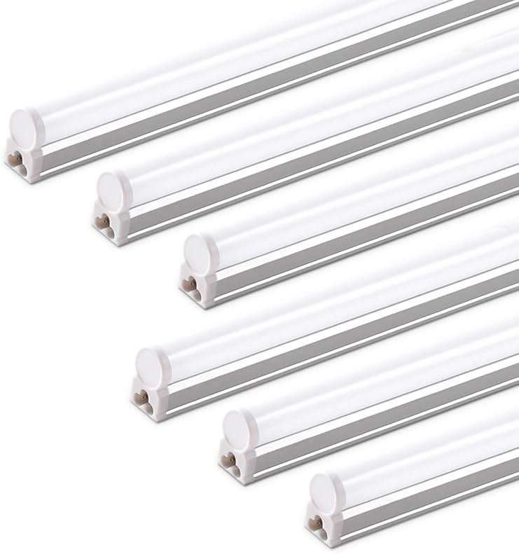 Barrina (6 Pack LED T5 Integrated Single Fixture, 4FT, 2200lm, 6500K Super Bright White, 20W Utility LED Shop Light, Ceiling and Under Cabinet Light, Corded Electric with ON/Off Switch, ETL Listed - Image 1