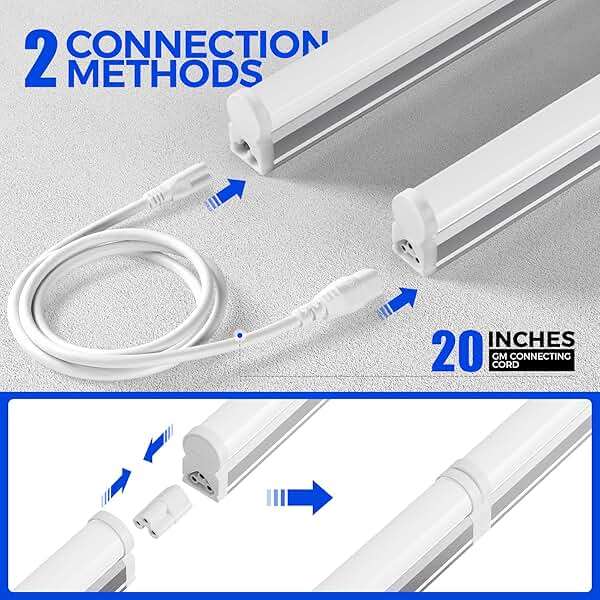 Barrina (6 Pack LED T5 Integrated Single Fixture, 4FT, 2200lm, 6500K Super Bright White, 20W Utility LED Shop Light, Ceiling and Under Cabinet Light, Corded Electric with ON/Off Switch, ETL Listed - Image 4