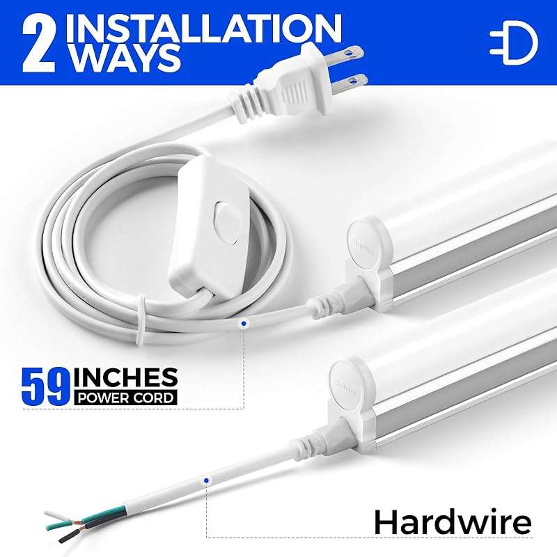 Barrina (6 Pack LED T5 Integrated Single Fixture, 4FT, 2200lm, 6500K Super Bright White, 20W Utility LED Shop Light, Ceiling and Under Cabinet Light, Corded Electric with ON/Off Switch, ETL Listed - Image 5