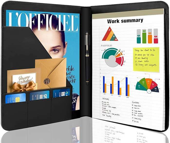 Jancosta 1 Pack Business Padfolio Portfolio Binder, Interview Resume Legal Document Organizer with Letter Size Writing Notepads (New Black 1 Pack) - Image 1