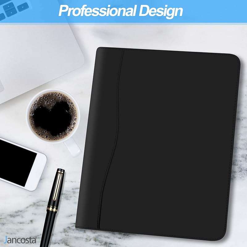 Jancosta 1 Pack Business Padfolio Portfolio Binder, Interview Resume Legal Document Organizer with Letter Size Writing Notepads (New Black 1 Pack) - Image 7