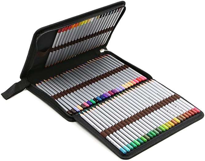 BTSKY® Portable Canvas Zippered Colored Pencil Case-Super Large Capacity 72 Slot Pencil Bag Pouch for Watercolor Pencils(Black) - Image 1