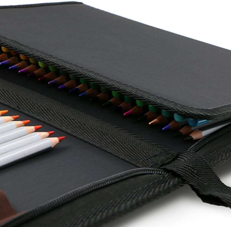 BTSKY® Portable Canvas Zippered Colored Pencil Case-Super Large Capacity 72 Slot Pencil Bag Pouch for Watercolor Pencils(Black) - Image 7
