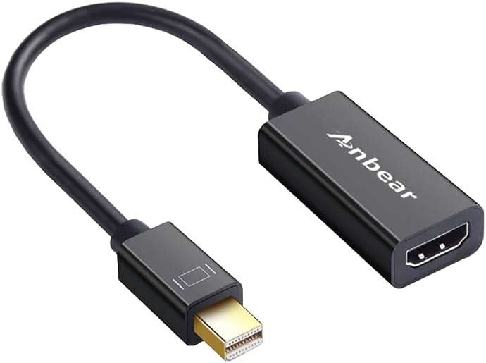Anbear Mini Displayport to HDMI Adapter Thunderbolt to HDMI Cable, Gold-Plated Display Port to HDMI Adapter Compatible with MacBook Pro, MacBook Air, Mac mini, Microsoft Surface Pro - Image 1