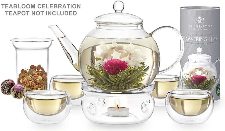 Teabloom Flowering Tea - 12 Unique Varieties of Fresh Blooming Tea Flowers - Hand-Tied Natural Green Tea Leaves & Edible Flowers - 12-Pack Gift Canister - 36 Steeps, Makes 250 Cups - Image 3
