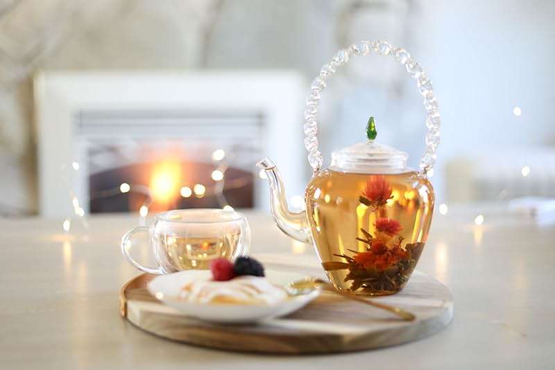 Teabloom Flowering Tea - 12 Unique Varieties of Fresh Blooming Tea Flowers - Hand-Tied Natural Green Tea Leaves & Edible Flowers - 12-Pack Gift Canister - 36 Steeps, Makes 250 Cups - Image 6