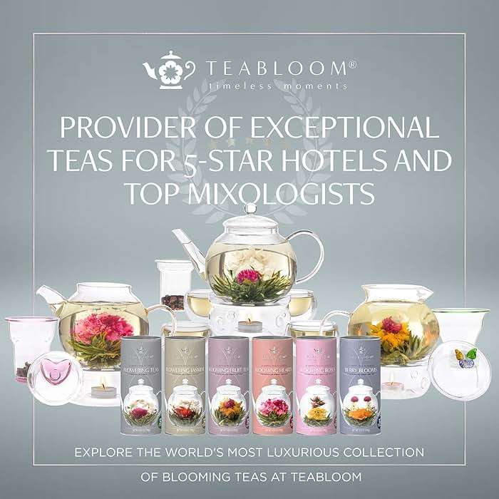Teabloom Flowering Tea - 12 Unique Varieties of Fresh Blooming Tea Flowers - Hand-Tied Natural Green Tea Leaves & Edible Flowers - 12-Pack Gift Canister - 36 Steeps, Makes 250 Cups - Image 7