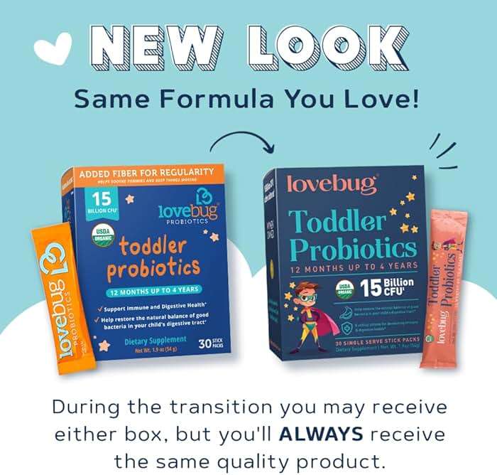 LOVEBUG Kids Probiotic Powder with Prebiotic Fiber - Toddler Immunity Support & Constipation Relief - USDA Organic Probiotics for Childrens Gut & Digestive Health (Ages 1-4) - 30 Pack (Unflavoured) - Image 7