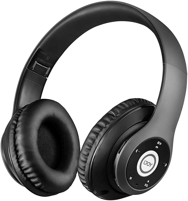 iJoy Bluetooth Headphones Over Ear, Wireless and Wired Foldable Headset Built-in Microphone - (Stealth) Adults Kids Men Women - Audifonos Auriculares Inalambricos - Image 1