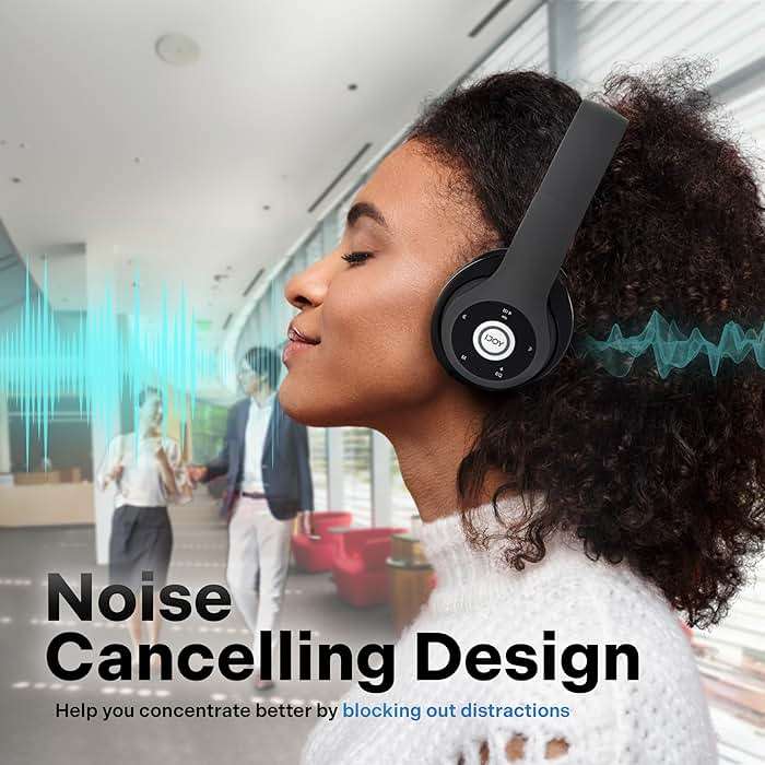 iJoy Bluetooth Headphones Over Ear, Wireless and Wired Foldable Headset Built-in Microphone - (Stealth) Adults Kids Men Women - Audifonos Auriculares Inalambricos - Image 5