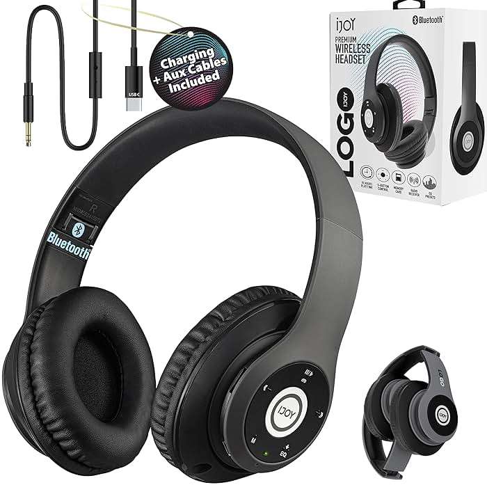 iJoy Bluetooth Headphones Over Ear, Wireless and Wired Foldable Headset Built-in Microphone - (Stealth) Adults Kids Men Women - Audifonos Auriculares Inalambricos - Image 9