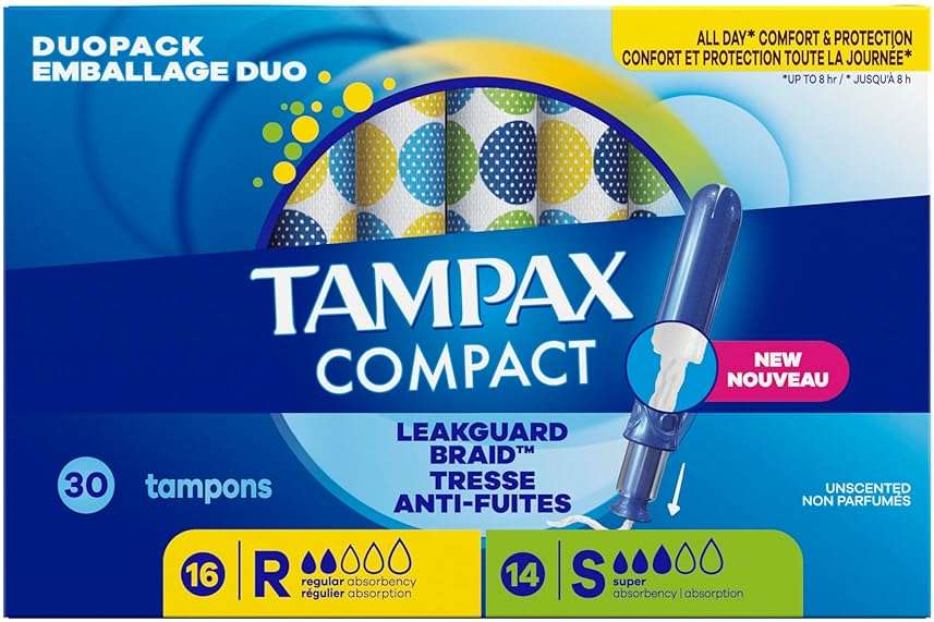 Tampax Compact Pearl Tampons Multipack, with LeakGuard Braid & Extendable Applicator, Regular/Super Absorbency, Compact Extendable Applicator, Unscented, 30 Count - Image 12