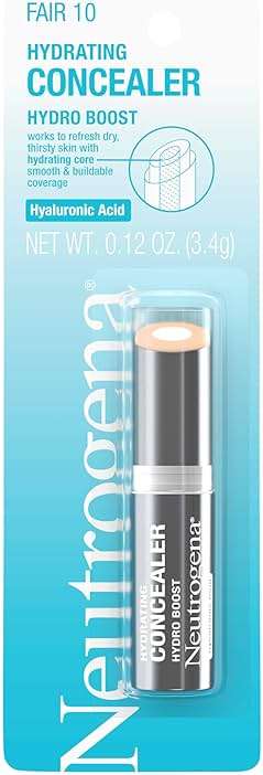 Neutrogena Hydro Boost Hydrating Concealer Stick, Oil-Free, Lightweight Cover-Up Makeup with Hyaluronic Acid Refreshes Dry Skin & Provides Buildable Coverage, 10 Fair, 0.12 Oz - Image 1
