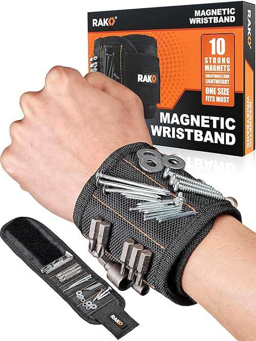 RAK Magnetic Wristband for Tools - Premium Tool Belt for Holding Screws Nails with Powerful Magnets, Birthday Gifts for Men, Cool Gadgets Stuff Gifts for Dad, Husband, Grandpa, Handyman, Him - Image 1