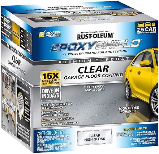 Rust-Oleum 292514 EPOXYSHIELD Premium Clear Garage Floor Coating Kit, 2.5 Car, Gloss Clear - Image 1