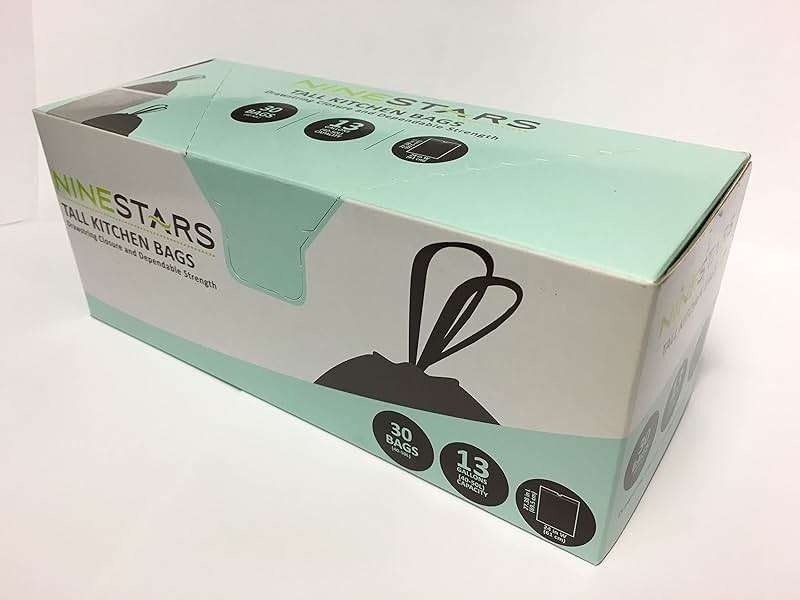 NINESTARS NSTB-13-30 Extra Strong White Trash Bag w/Drawstring Closure, 13 Gal. / 49 L., 30 count - Image 3