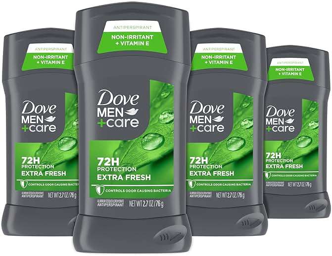 DOVE MEN + CARE Antiperspirant Deodorant Stick for Men 4 Count Extra Fresh with 72-hour Sweat & Odor Protection with 1/4 Moisturizing Cream & Long-lasting Citrus scent 2.7 oz - Image 1