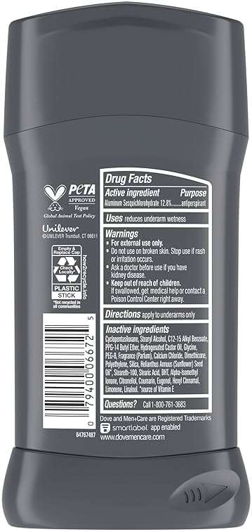 DOVE MEN + CARE Antiperspirant Deodorant Stick for Men 4 Count Extra Fresh with 72-hour Sweat & Odor Protection with 1/4 Moisturizing Cream & Long-lasting Citrus scent 2.7 oz - Image 2
