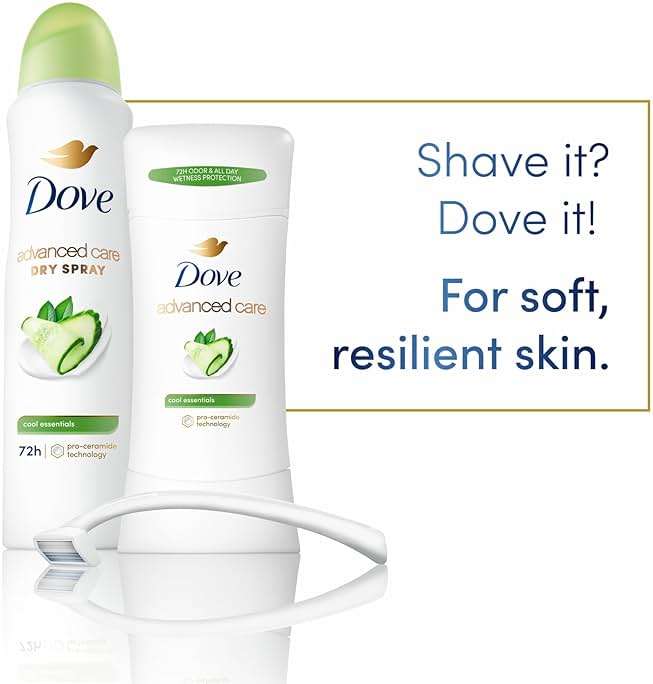 Dove Advanced Care Antiperspirant Deodorant Stick Cool Essentials 4 ct for helping your skin barrier repair after shaving 72 hour odor control and sweat protection with Pro Ceramide Technology 2.6 oz - Image 4
