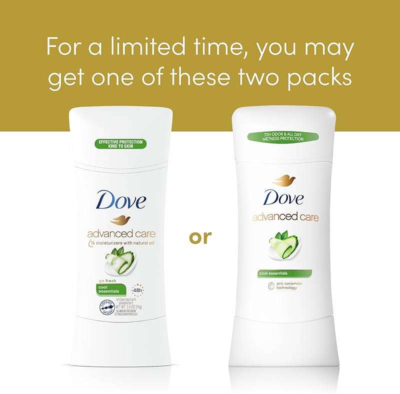 Dove Advanced Care Antiperspirant Deodorant Stick Cool Essentials 4 ct for helping your skin barrier repair after shaving 72 hour odor control and sweat protection with Pro Ceramide Technology 2.6 oz - Image 5