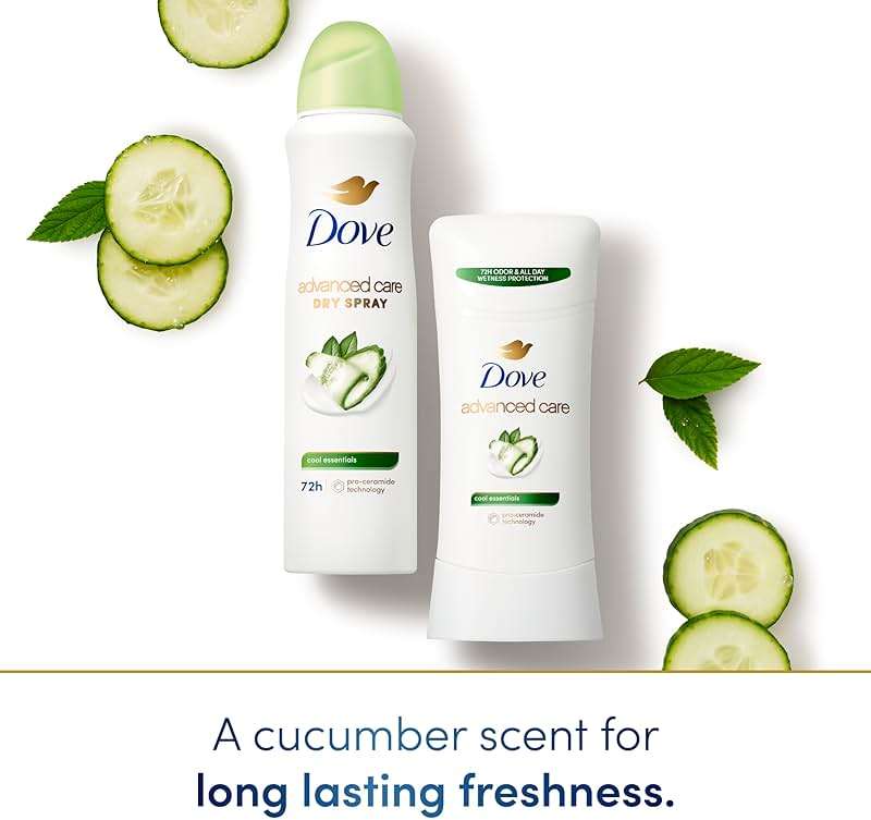 Dove Advanced Care Antiperspirant Deodorant Stick Cool Essentials 4 ct for helping your skin barrier repair after shaving 72 hour odor control and sweat protection with Pro Ceramide Technology 2.6 oz - Image 6