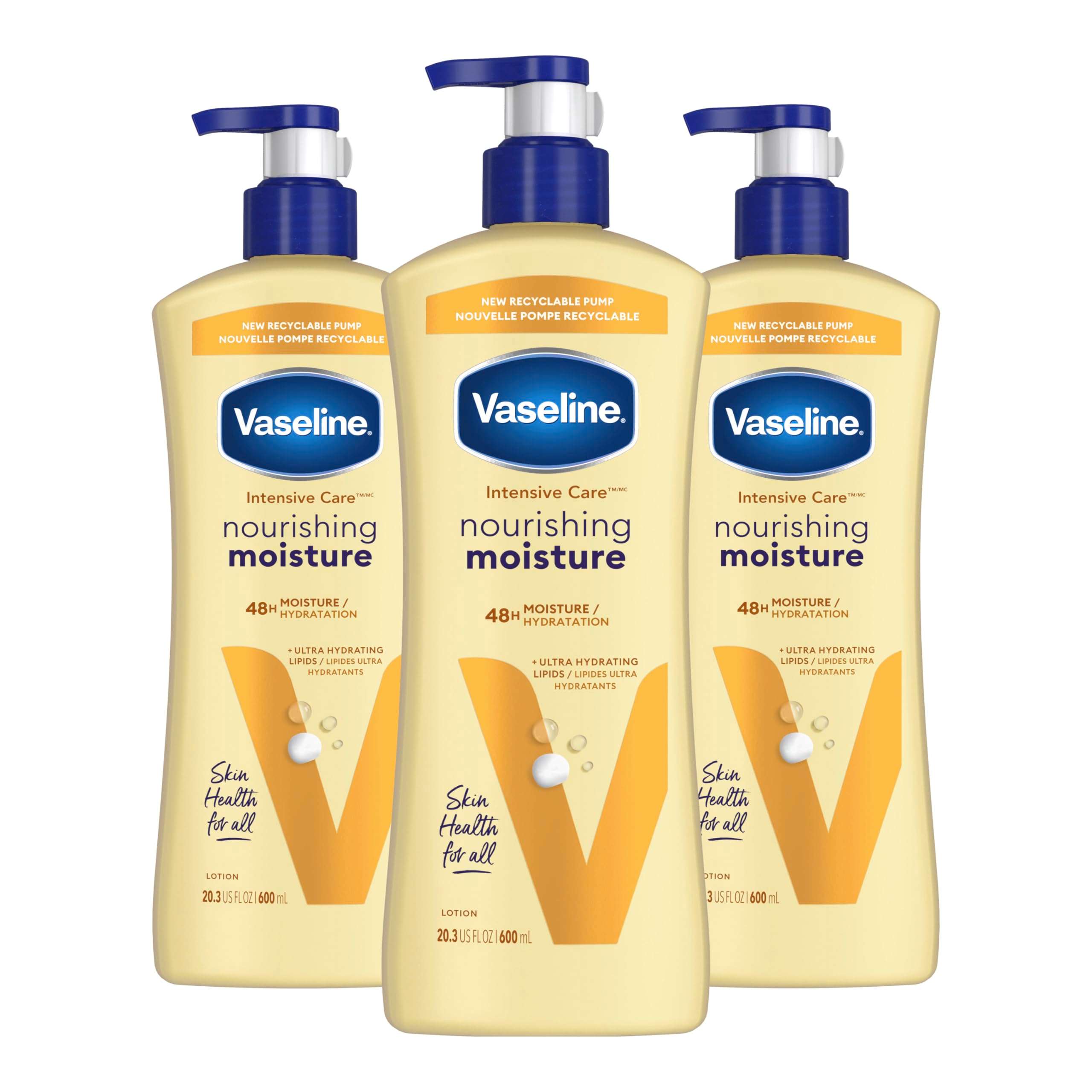 Vaseline Intensive Care Nourishing Moisture Body Lotion 3 Pk Made with Ultra-Hydrating Lipids + Pure Oat Extract for Dry Skin, for Nourished, Healthy-Looking Skin 20.3 oz - Image 1