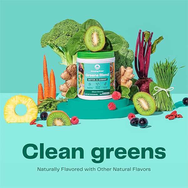 Amazing Grass Greens Blend Detox & Digest, Smoothie Mix, Cleanse with Super Greens Powder, Digestive Enzymes & Probiotics, Clean Greens, 30 Servings, 7.4 Ounce (Packaging May Vary) - Image 3