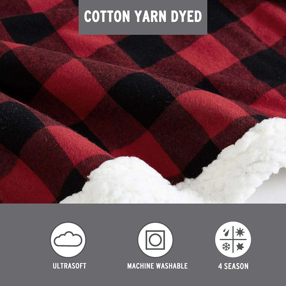 Eddie Bauer - Sherpa Throw Blanket for Couch 50x60 – Ultra Soft Reversible Fleece & Plush Sherpa Blanket, Warm Cozy Plaid Throw Blanket for Sofa, Bed, Living Room, Cabin Decor - Image 4