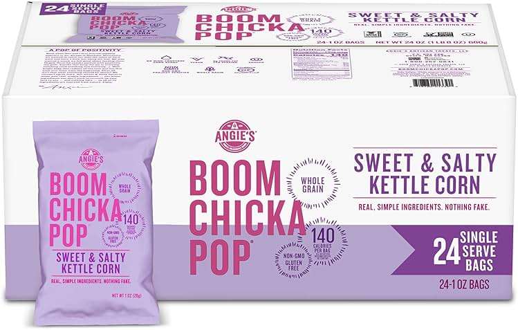 Angie's BOOMCHICKAPOP Sweet & Salty Kettle Corn Popcorn, 1 oz. Individual Bag (Pack of 24) - Image 1