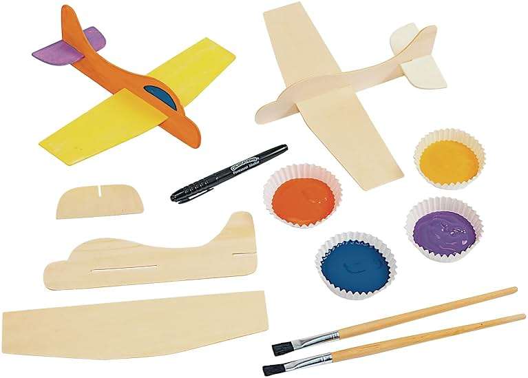 Colorations® Decorate Your Own Wooden Model Airplanes, Set of 12, Create Unique & Personal Designs, Fun Kids Craft Project, Craft Project for Boys & Girls, Decorate & Play Craft - Image 4